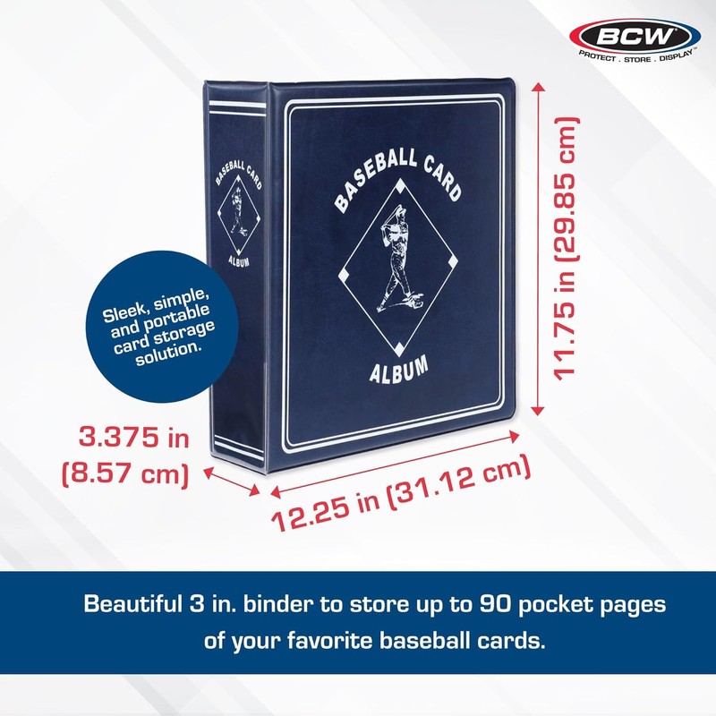 BCW Supplies 3" Baseball Album - Blue | Durable Binder