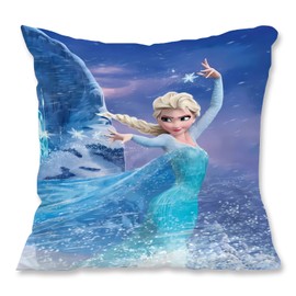 QDUODUO Eisa - Federa per cuscino per bambini, motivo: principessa, motivo: cartoni animati, in peluche, con motivo double-face e chiusura lampo nascosta, per letto, divano, sedia auto, 45 x 45 cm