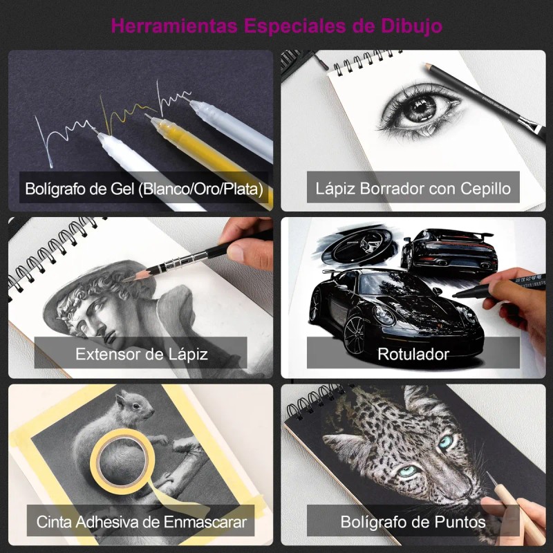 Kit De Dibujo, 126 Piezas, Juego De Lápices Para Bocetos