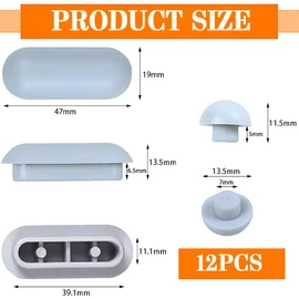 Universal Toilet Seat Buffers, Toilet Replacement Buffers, Pack of 12 Toilet Damper Toilet Seat Puff Pad Bumper Pads Toilet Seat Buffer Replacement Part for Home Office Hotel