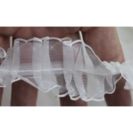 Unbranded 1950's white chiffon ruffled pleat 1 yard x 1 1/2" w Vintage Dress, blouse, doll