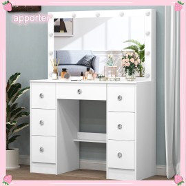 Yamissi Large Vanity Make up Dressing Table With 11 LED Lights Mirror &7Drawers Dressing