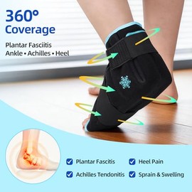 Comfytemp Ice Pack Wrap for Foot & Ankle, Reusable Hot Cold Compress for Sports Injuries, Adjustable Gel Pack for Ankle Soothing Discomfort, Sprains, Swelling, Surgery Recovery - 1 Pack