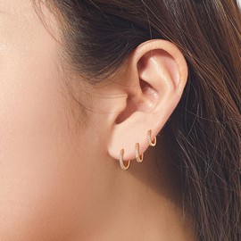 Gold Earrings Set for Women Small Huggie 14k Gold Plated Hoop Earrings Hypoallergenic Earring Stacks Trendy Dainty Jewelry (6-Earrings)