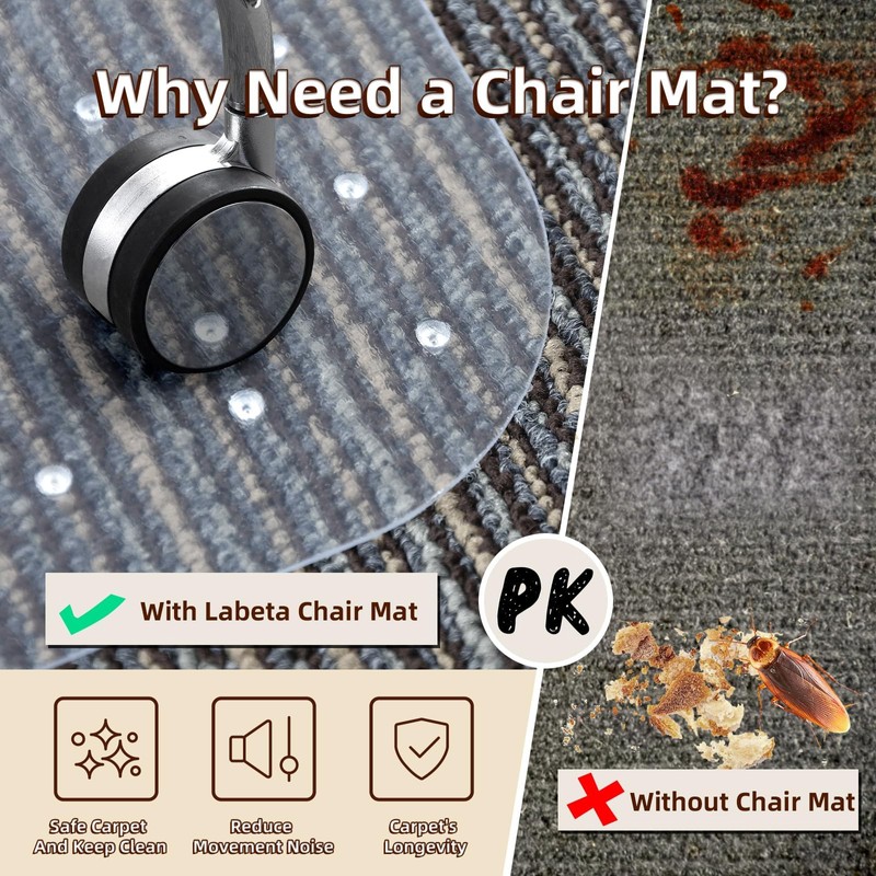 Office Chair Mat Carpet Protector: 36" x 48" Plastic Heavy