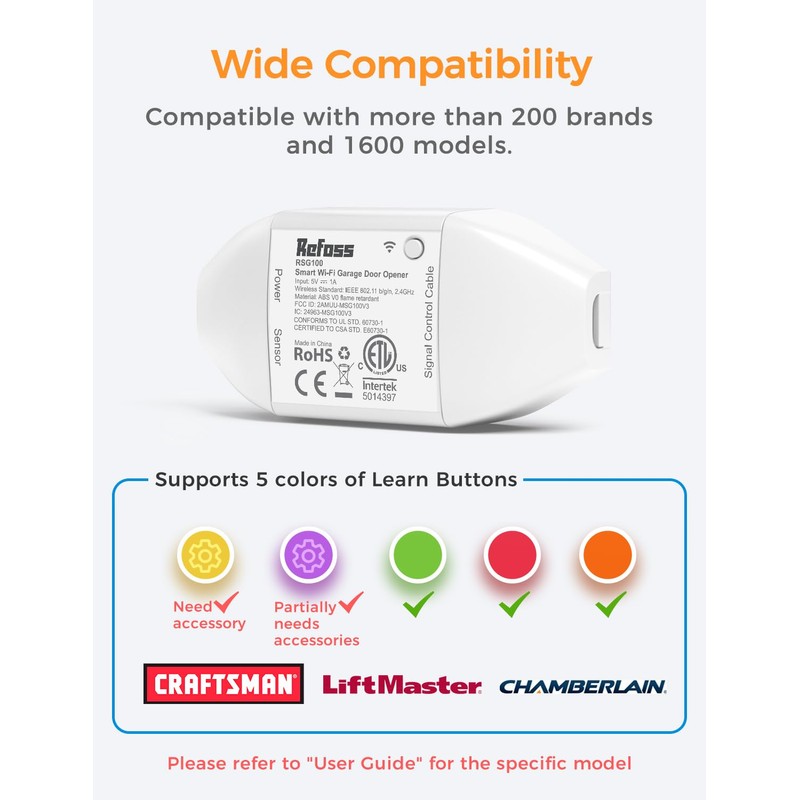 Refoss Refoss Smart Wi-Fi Garage Door Opener, Compatible with Apple