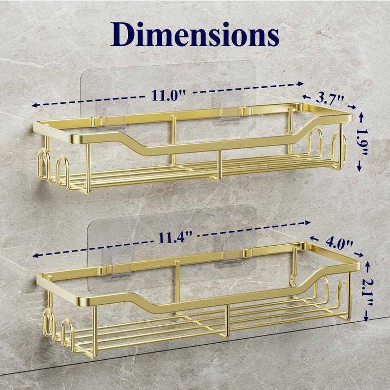 Kitsure Shower Caddy Large - Adhesive Shower Organizer, Stainless Steel