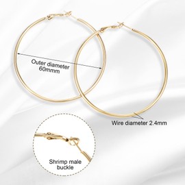 Tyqour 4 Pairs Large Hoop Earrings Set, Stainless Steel Hoop Earrings Length 50 mm, Silver Hoop Hoop Circle Gold Silver Black, Hypoallergenic Circle Endless Hoop Earrings for Girls and Women,