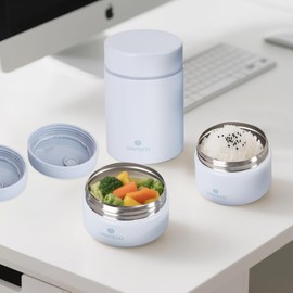 SANTECO Vacuum Insulated Soup Lunch Set, 33.8 fl oz (1,050 ml), Lunch Jar, Thermal Bento Box, Spoon, Dedicated Bag, Stylish, Unisex, For Picnics, Club Activities (Sky Blue)