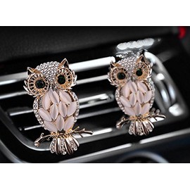 Bestbling Crystal Bling Sparking Car Fragrance Owl Car Diffusser Air Freshener with Vent Clip (Style 2)