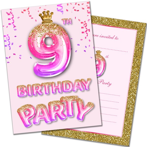 Olivia Samuel 20 Pack of 9th Birthday Invitations with Envelopes