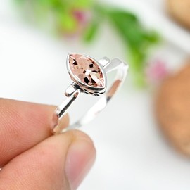 Morganit im Labor gezüchtet Edelstein Band Ring 925 Sterling Silber Ring Männer & Frauen Band Ring Alle Größen Ring Handgefertigt Schmuck TSR1235BC_8 (54 (17.2))