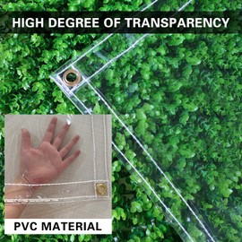 10×10ft, Clear Tarps with Grommets, 20 Mil, Vinyl Tarp Heavy Duty Waterproof, Reinforced Edges, Outdoor Greenhouse Tarp, Rainproof, Yard Covering