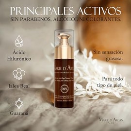 MARIE D' ARGAN Sérum Facial Tensor Antiedad 30ml, Efecto Lifting, Rellena Líneas De Expresión, Hidrata Y Reafirma, 98% Natural, Con Ácido Hialurónico,