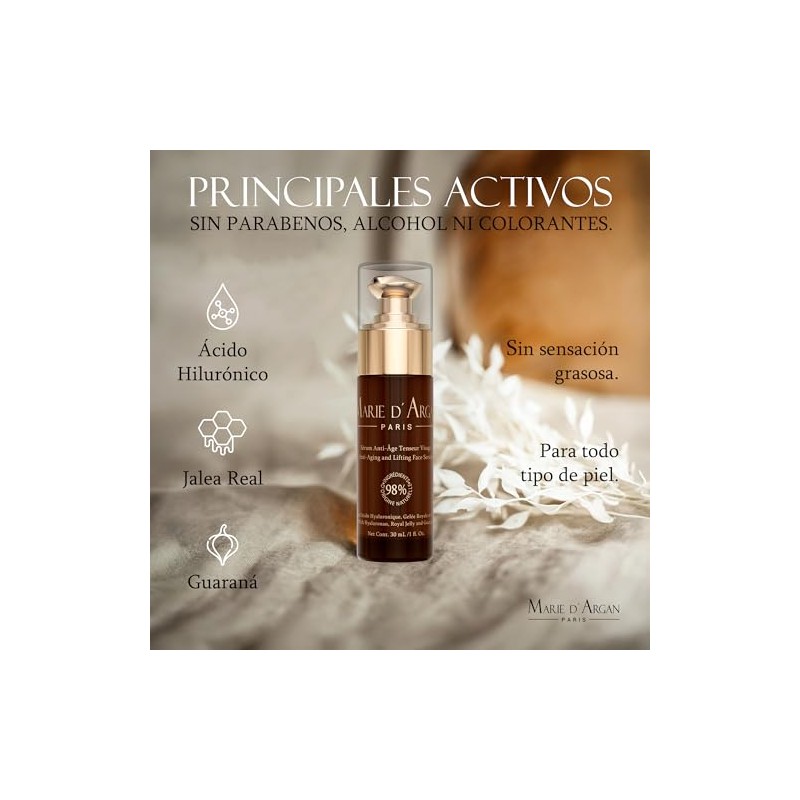 MARIE D' ARGAN Sérum Facial Tensor Antiedad 30ml, Efecto Lifting,