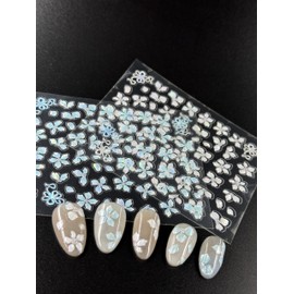 2 pcs Flower Nail Stickers for Nail Art - Flowers Nail Art Stickers Summer Floral Leaf Plant 5D Embossed Nail Decals Self-Adhesive Nails Supply Manicure (Field Laugher)