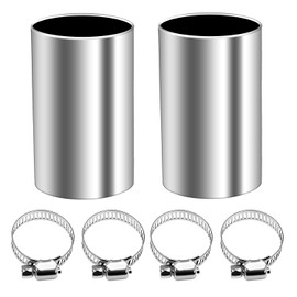 Exhaust Pipe Auxiliary Heater Connector, Diameter 24 mm, Stainless Steel Pipe Connector, Blunt with 4 Clips, 50 mm Exhaust Extension Tube for Car, Truck & Boat Heating Systems, Pack of 2