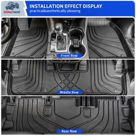 Rongtaod Floor Mat Compatible with 2014-2019 Toyota Highlander Trunk Mat Cargo Mat Cargo Liner Back Seat Cover Protector Floor Liner 2019 Highlander Accessories (Trunk Mat with Backrest Mat+Floor Mat)
