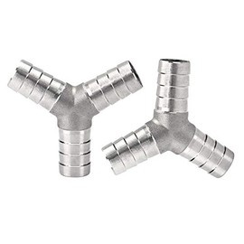 Metalwork 304 Stainless Steel 1" Hose Barb Y Barbed Fitting, 3 Way Wye Shape Union Splitter Adapter Connector (Pack of 2)