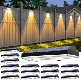 16PACK Solar Fence Lights Outdoor,Warm White & Cold White & Mixed Light 3 Modes Bright Lens LED Waterproof Solar Wall Lights Solar Powered Deck Lights for Stairs/Step/Fence/Yard/Patio/Pathway/Pool