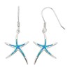 Sterling Silver Created Blue Opal Starfish Dangling Earrings