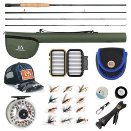 M MAXIMUMCATCH Maxcatch Extreme Fly Fishing Combo Kit 3/5/6/8 Weight, Starter Fly Rod and Reel Outfit, with a Protective Travel Case (4wt 8‘6“ 4pc Rod,3/4 Reel)