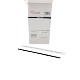 DHG Professional 7.75-Inch Jumbo Black Plastic Straws – Individually Wrapped, BPA-Free – Disposable Drinking Straws for Cocktails, Milkshakes, Parties & Restaurants - 10 Box (3000 Count)
