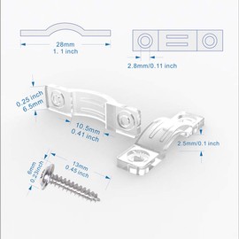 ATB Future LED Light Strip Mounting Brackets,Clear LED Strip Light Clips Ideal for 8mm/10mm IP65 Waterproof LED Strip Light,Two Side Screws Clamps Indoor or Outdoor.(100PACK,200PCS Screws)