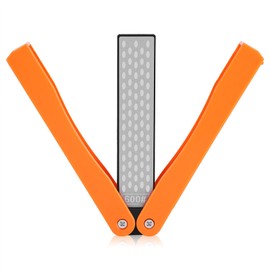 Folding Design Sharpener, Outdoor Camping Double-Sided 400/600# Sharpener Stone Whetstone Stones Sharpening Tool(yellow)