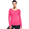 Womens Long Sleeve Workout Tops Dry Fit with Thumb Holes(Neon
