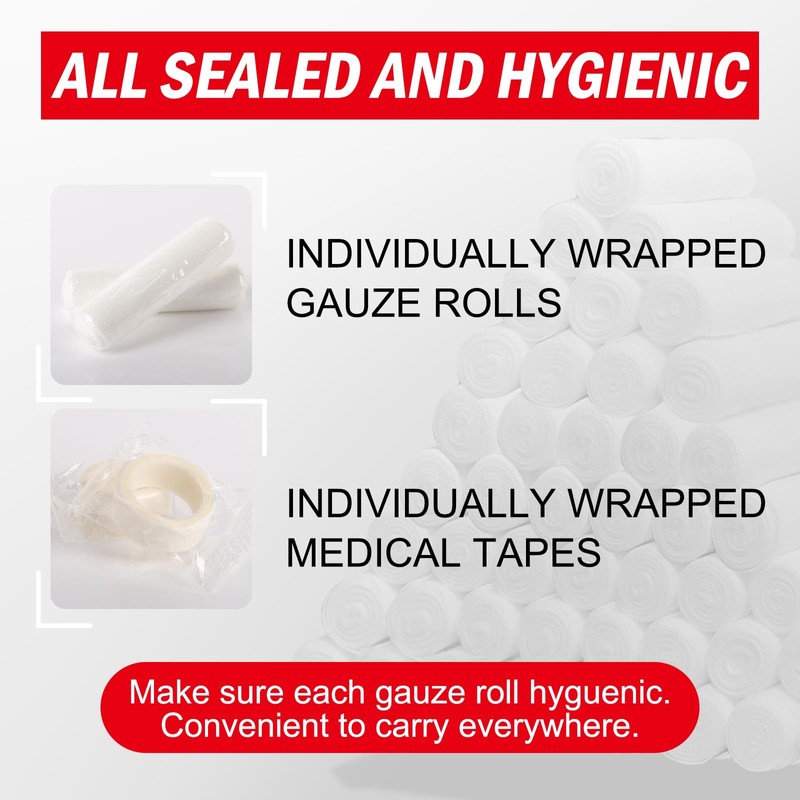 DMSKY Gauze Rolls 90 Pack, 4 in x 4.1 Yards,