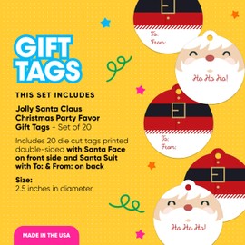 Big Dot of Happiness Jolly Santa Claus - Skin Tone 1 - Christmas Party Favor Gift Tags (Set of 20)