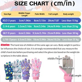 HNGEMSY Waterproof Kids Gloves Winter Cold Weather Fleece Lined Thermal Warm PU Palm Snow Ski Cycling Glove for Age1-13 Boys Girls Kid Boy Toddler Girl Children Skiing Snowboarding (Grey, S)