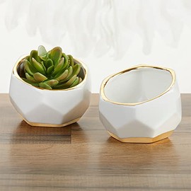 Kate Aspen 23262NA Macetas geométricas de cerámica Mini Cuencos Decorativos, hogar, habitación, Escritorio, decoración de Mesa, Talla única, Blanco, pequeño (Juego de 3)
