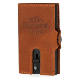 Harley-Davidson Men's Embossed Bar & Shield Pop-Up Card Holder Wallet - Brown