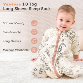 Yoofoss Baby Sleep Sack 18-24 Months 1.0 Tog Long Sleeve Sleep Sack Organic Cotton Wearable Blanket for Toddlers 2-Way Zipper Quilted Sleeping Sacks(X-Large)