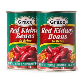 Grace Dark Red Beans in Brine 15 oz - 2 Pack - Caribbean Red Kidney Beans Canned - Gluten Free Non GMO Low Sodium