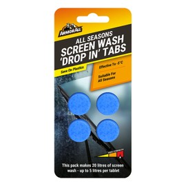 Armor All Screenwash Tabs 1 x 4 Tablets, Makes up to 20L ofAll Seasons Screenwash, Windscreen Washer Tablets
