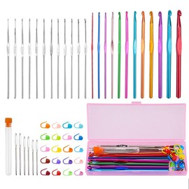 106 Crochet Hooks Set, Extra-Long Crocheting Needles with Soft, Ergonomic Rubber Grips - Knitting & Crochet Supplies for Beginners&Arthritic Hands, Comfortable/Easy to Use