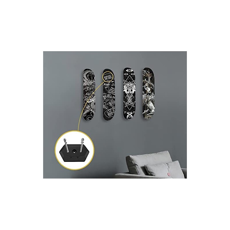 Hikeen Skateboard Wall Mount - Floating Display Hanger for Decks