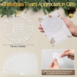50 Sets Christmas Team Gifts Coworker Employee Ornament Appreciation Thank You Gifts Bulk Acrylic Hanging with Ribbon Christmas Card Bag for Co Worker Office Nurse Teacher Team Building Gifts