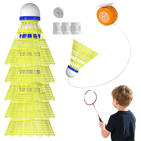 Badminton Rebound Trainer - Portable Height Adjustable Rebound Badminton Set,