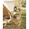 BAMHIGHS 3-Tier Bamboo Folding Shelf, Multi-Purpose Storage Rack for Shoes,