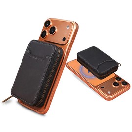 for Magsafe Wallet Magnetic Card Holder, PU Leather Phone Wallet Compatible with MagSafe Phones and Cases for iPhone17/ 16/15/ 14/13/ 12/ Pro/Max/Pl,Cell Phone ID Photo Album Holder with Zipper(Black)