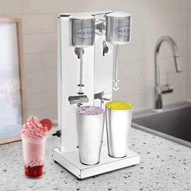 Double Head Drink Mixer, Stainless Steel Electric Milkshake Maker Kit 110V 180W Commercial Milkshake Maker Machine Ice Cream Maker Mixing Cup Drink Mixer for Fruits Vegetables Milk