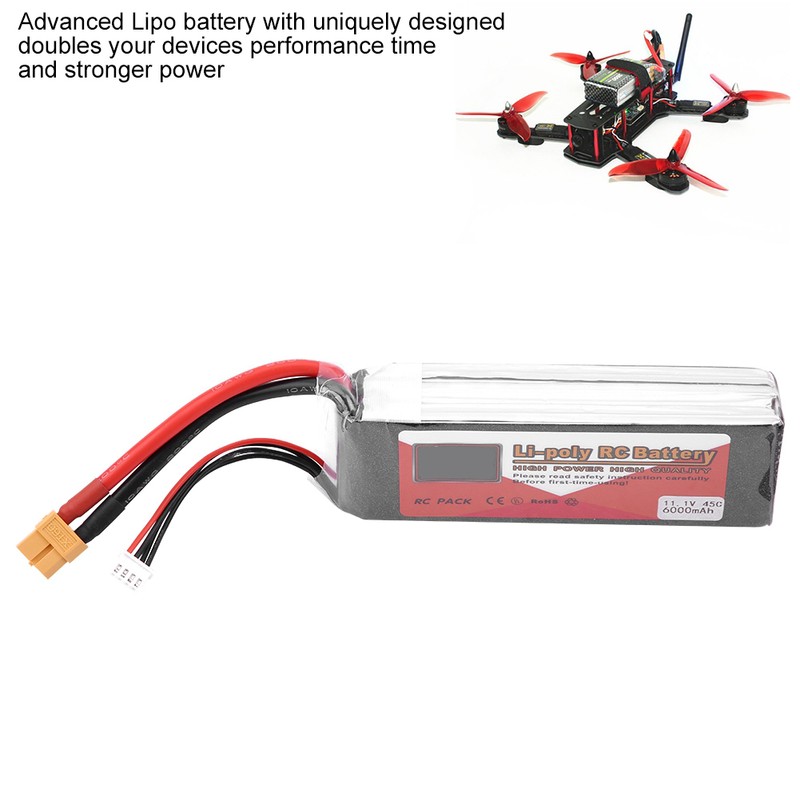 ZOP POWER 3S 11.1V 6000mAh 45C Rechargeable LiPo Battery with