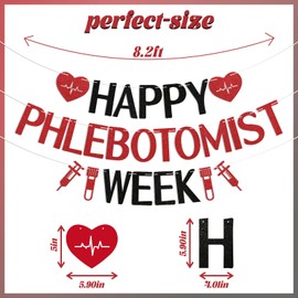 Happy Phlebotomist Week Banner - Phlebotomist Appreciation, Phlebotomist Week Office Celebration Party Decoration Black Red Glitter