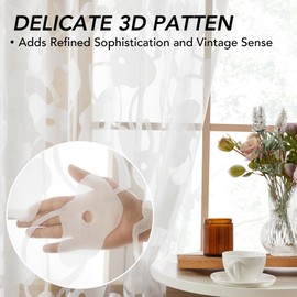 Deconovo Sheer Curtains Light Filtering Grommet Curtain for Bedroom with Summer Flowers Pattern, Bleached White, 52W x 63L