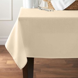Pomp Beige 52" x 52" Premium Polyester Tablecloth | Wrinkle + Stain Resistant Easy Care Fabric | Fits 6FT Rectangle Table