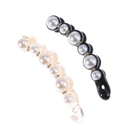 PACKOVE 2pcs Pearl Decor Banana Hair Clips Claw Clasp for Women Non Slip Vertical Ponytail Holders in Stylish Hair Accessory for Daily Wear and Parties